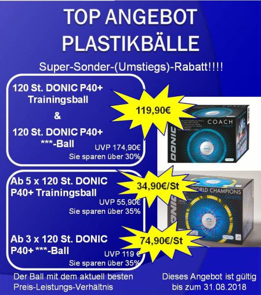 DONIC Ballpaket P40+ 120***+120 Trainingsbälle